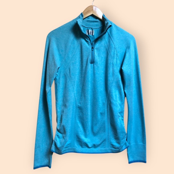 Athleta Blue Quarter Zip Long Sleeved Activewear Top Workout Outdoors Women’s M - Picture 7 of 11